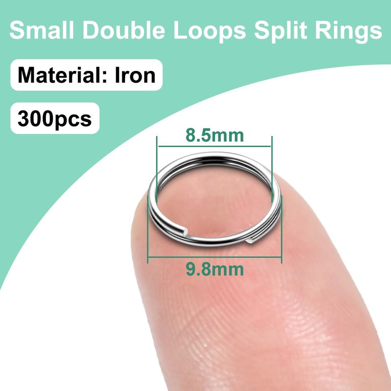 ManTangSun 10mm 300 PCS Silver Mini Key Rings, Double Loops Split Jump Rings Jewelry Making Metal Tiny Key Ring for Keychain, Pet Collar Tag, Luggage Tag DIY Craft Hardware - Image 2